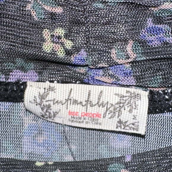 Free People Under It All Printed Mesh Bodysuit in Midnight Combo NEW - Picture 9 of 11